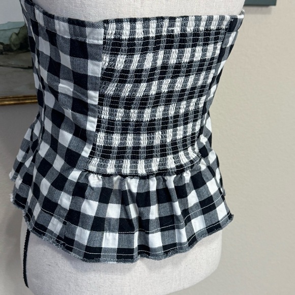FREE PEOPLE |  Black and White Checkered Corset Strapless Top Size Medium - Picture 13 of 16